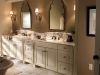 A natural twist to modern design bathroom vanity with marble countertops.